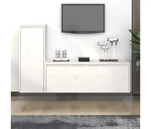 Tv Skapīši, 2 Gab., Balti, Priedes Masīvkoks Vidaxl