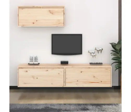 Televizoriaus Spintelės, 3Vnt., Pušies Medienos Masyvas Televizoriaus Spintelės, 3Vnt., Pušies Medienos Masyvas