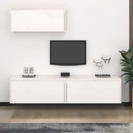 Tv Skapīši, 3 Gab., Balti, Priedes Masīvkoks Vidaxl