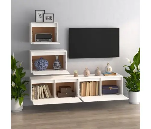 Telerikapid 4 Tk, Valge, Männipuit