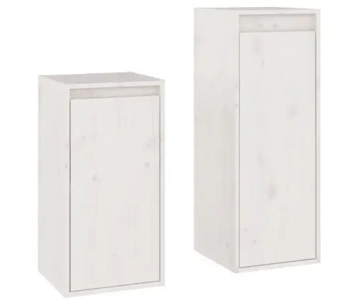 Televizoriaus Spintelės, 2Vnt., Baltos, Pušies Medienos Masyvas