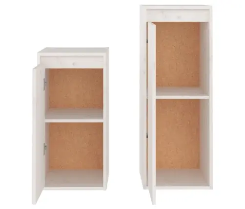 Televizoriaus Spintelės, 2Vnt., Baltos, Pušies Medienos Masyvas