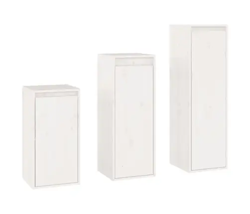 Telerikapid 3 Tk, Valge, Männipuit