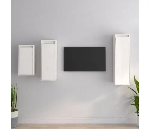 Telerikapid 3 Tk, Valge, Männipuit