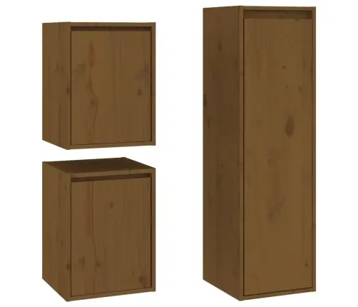 Naktsskapīši, 3 Gab., Medus Brūni, Priedes Masīvkoks Vidaxl