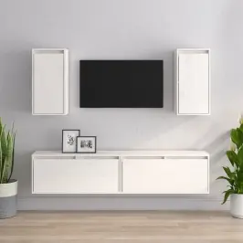 Tv Skapīši, 4 Gab., Balti, Priedes Masīvkoks Vidaxl