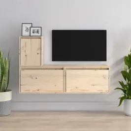 Tv Skapīši, 3 Gab., Priedes Masīvkoks Vidaxl