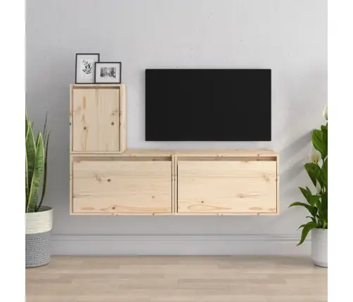 Tv Skapīši, 3 Gab., Priedes Masīvkoks Vidaxl