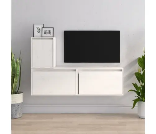 Telerikapid 3 Tk, Valge, Männipuit