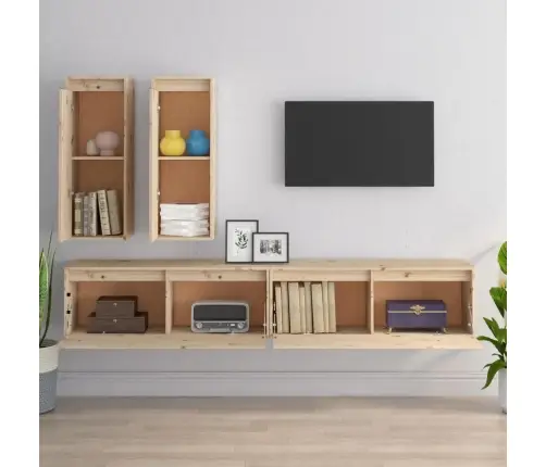 Tv Skapīši, 4 Gab., Priedes Masīvkoks Vidaxl