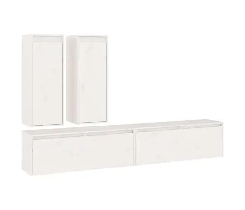 Tv Skapīši, 4 Gab., Balti, Priedes Masīvkoks Vidaxl