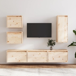 Tv Skapīši, 6 Gab., Priedes Masīvkoks Vidaxl