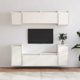 Tv Skapīši, 6 Gab., Balti, Priedes Masīvkoks Vidaxl