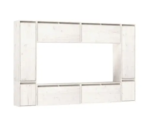 Televizoriaus Spintelės, 8Vnt., Baltos, Pušies Medienos Masyvas