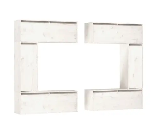 Tv Skapīši, 6 Gab., Balti, Priedes Masīvkoks Vidaxl