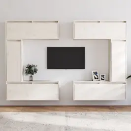 Tv Skapīši, 6 Gab., Balti, Priedes Masīvkoks Vidaxl