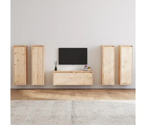 Tv Skapīši, 5 Gab., Priedes Masīvkoks Vidaxl