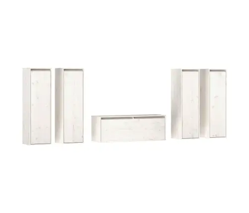 Tv Skapīši, 5 Gab., Balti, Priedes Masīvkoks Vidaxl