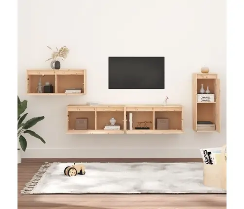 Tv Skapīši, 4 Gab., Priedes Masīvkoks Vidaxl