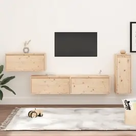 Tv Skapīši, 4 Gab., Priedes Masīvkoks Vidaxl