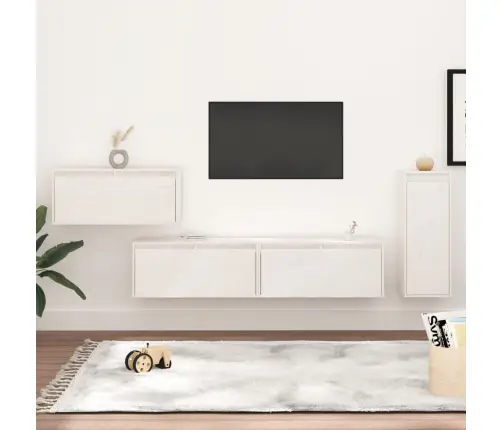 Tv Skapīši, 4 Gab., Balti, Priedes Masīvkoks Vidaxl