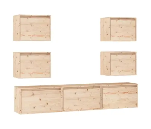 Tv Skapīši, 7 Gab., Priedes Masīvkoks Vidaxl