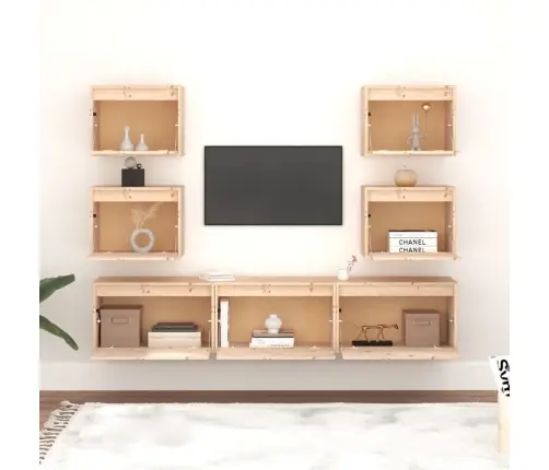 Tv Skapīši, 7 Gab., Priedes Masīvkoks Vidaxl