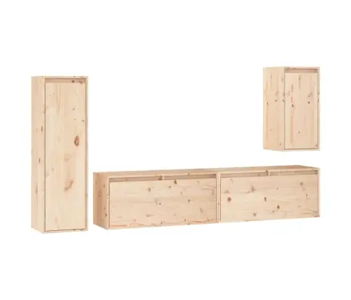 Tv Skapīši, 4 Gab., Priedes Masīvkoks Vidaxl