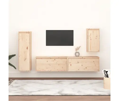Tv Skapīši, 4 Gab., Priedes Masīvkoks Vidaxl
