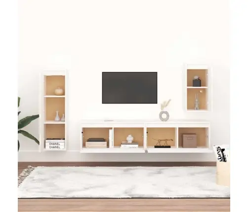 Telerikapid 4 Tk, Valge, Männipuit