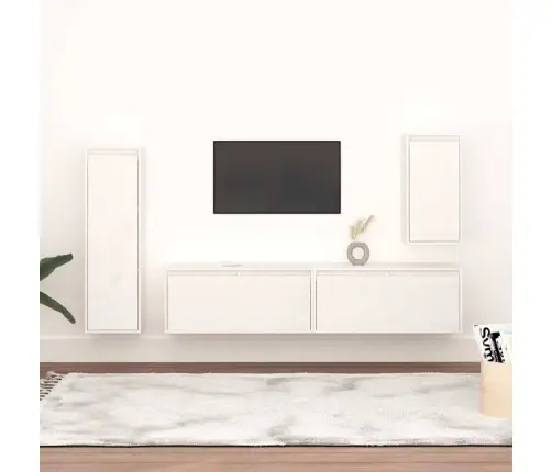 Telerikapid 4 Tk, Valge, Männipuit