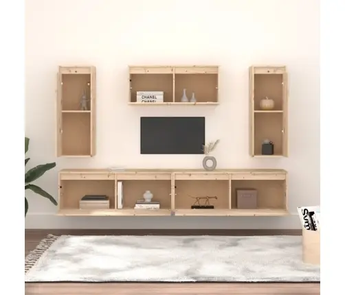 Tv Skapīši, 5 Gab., Priedes Masīvkoks Vidaxl