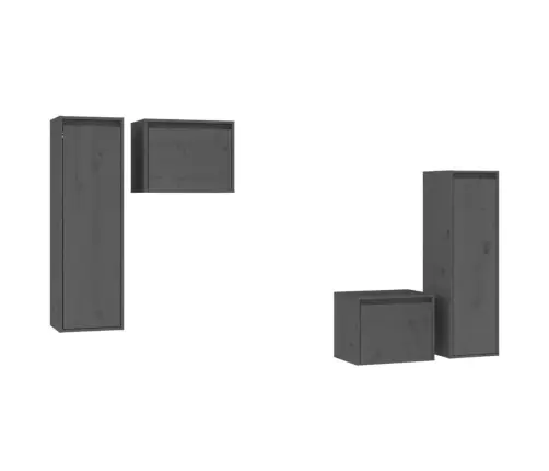 Tv Skapīši, 4 Gab., Pelēki, Priedes Masīvkoks Vidaxl