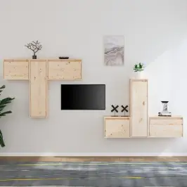 Tv Skapīši, 6 Gab., Priedes Masīvkoks Vidaxl
