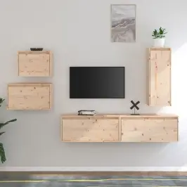 Tv Skapīši, 5 Gab., Priedes Masīvkoks Vidaxl