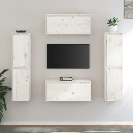 Tv Skapīši, 6 Gab., Balti, Priedes Masīvkoks Vidaxl