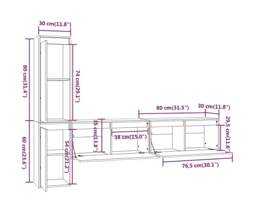 Televizoriaus Spintelės, 4Vnt., Pušies Medienos Masyvas