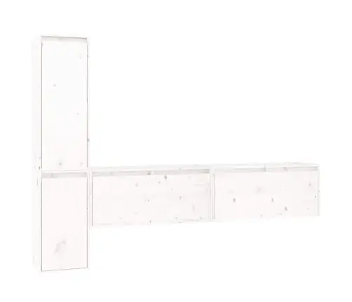 Televizoriaus Spintelės, 4Vnt., Baltos, Pušies Medienos Masyvas