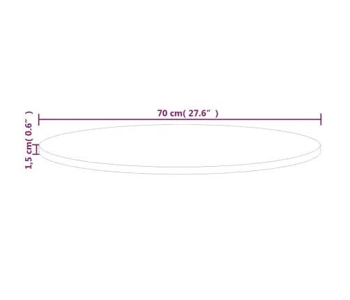 Apaļa Galda Virsma, Ø70X1,5 Cm, Neapstrādāts Ozola Masīvkoks Vidaxl