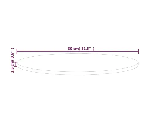 Apaļa Galda Virsma, Ø80X1,5 Cm, Neapstrādāts Ozola Masīvkoks Vidaxl
