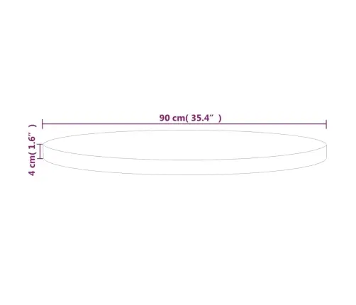Ümmargune Lauaplaat, Ø90 X 4 cm Töötlemata Tammepuit