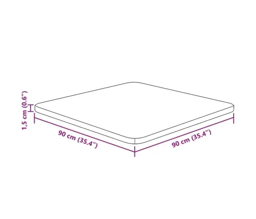 Ruudukujuline Lauaplaat,90 X 90 X 1,5 cm Töötlemata Tammepuit