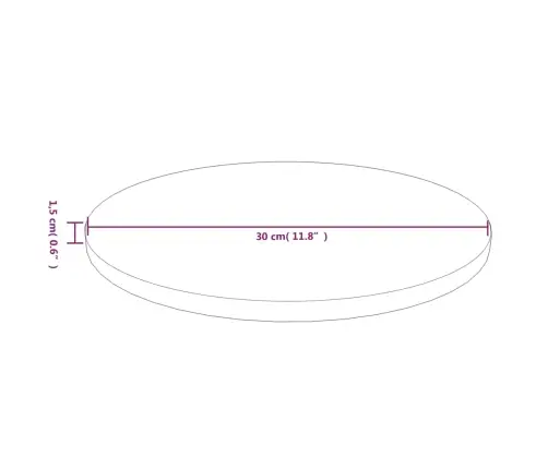 Ümmargune Lauaplaat, Helepruun, Ø30X1,5 cm Töödeldud Tammepuit