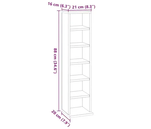 Spintelė Kompaktiniams Diskams, Pilka, 21X20X88cm Mediena