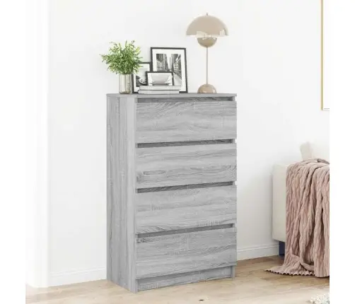 Kumode, Pelēcīga Ozola Krāsā, 60X35X98,5 Cm, Inženierijas Koks Vidaxl