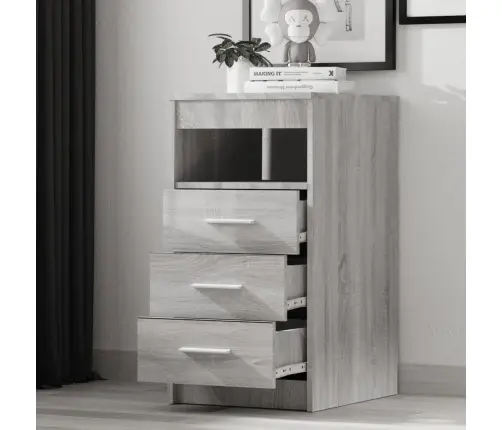 Atvilktņu Skapītis, Pelēcīgs, 40X50X76 Cm, Inženierijas Koks Vidaxl