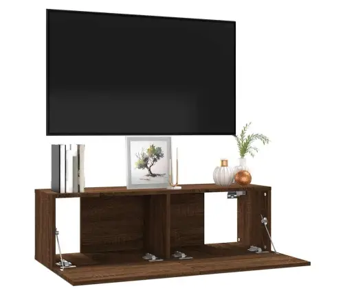Tv Sienas Skapītis, Ozolkoka, 100X30X30 Cm, Inženierijas Koks Vidaxl