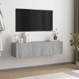Sieninė Televizoriaus Spintelė, Pilka, 120X30X30 cm Mediena