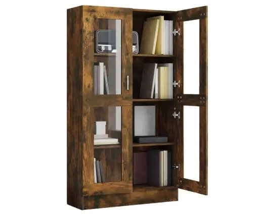 Vitriinkapp, Suitsutatud Tamm, 82,5X30,5X150 cm Tehispuit Vitriinkapp, Suitsutatud Tamm, 82,5X30,5X150 cm Tehispuit