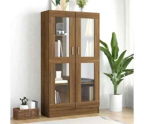 Vitriinkapp, Pruun Tamm, 82,5X30,5X150 cm Tehispuit